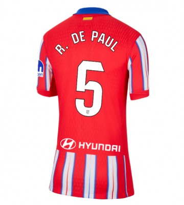 Atletico Madrid Rodrigo De Paul #5 Primera Equipación Mujer 2024-25 Manga Corta